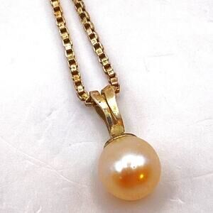Vintage Dainty Pearl Pendant Necklace 925 Sterling Silver Box Chain 19"